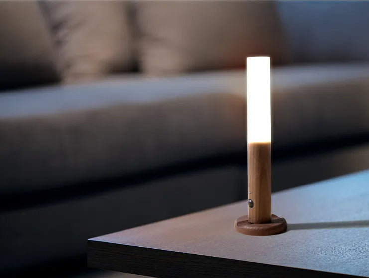 LUMINWOOD - Lámpara Magnética de Madera con Sensor de Movimiento